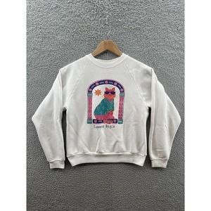 Jerzees Vintage Abstract Cat Cannon Beach Oregon White Youth Size Large 14-16